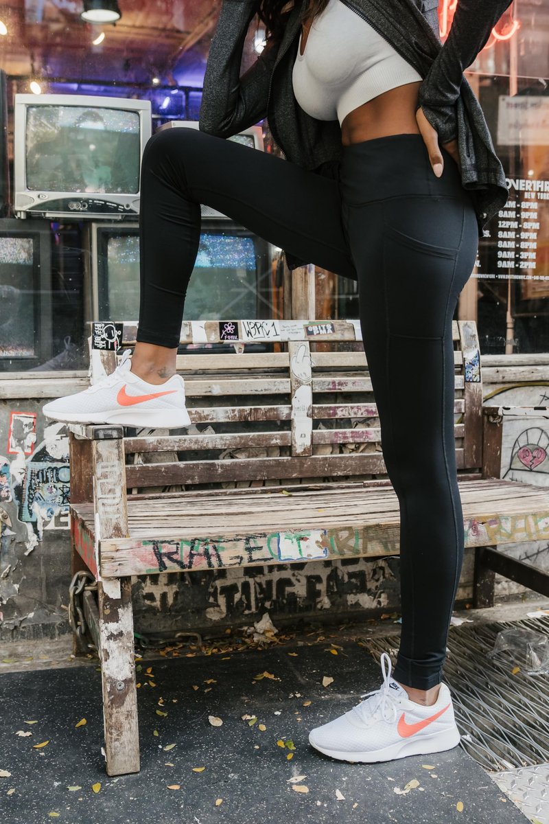 90 Degree By Reflex High Waist Fleece Lined Leggings with Side Pocket - Yoga Pants - Mulled Basil with Pocket - Large
