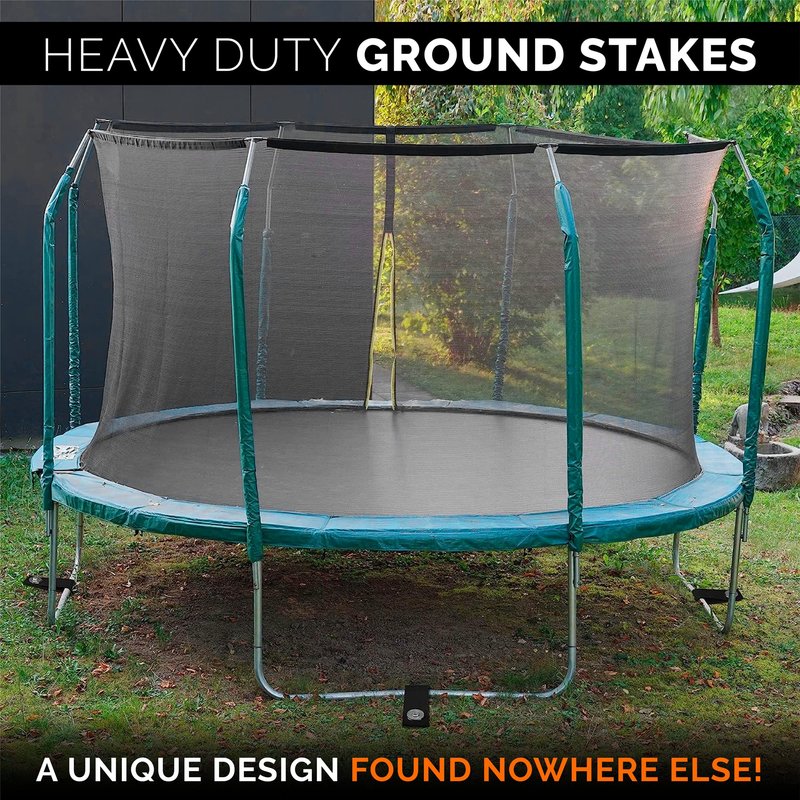 Trampoline Anchors High Wind Heavy Duty 12" Set of 4/6/8 with Straps, Drill Bit - Trampoline Anchor Kit - Trampoline Stakes Anchors High Wind - Ground Anchors - Trampoline Wind Stakes - Ground Stakes