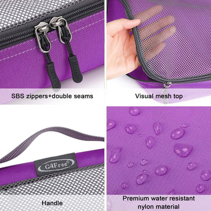 G4Free 3pcs/4pcs/6pcs/7pcs/9pcs Packing Cubes Suitcase Organiser Packing Bags Luggage Organiser Value Set for Travel Home Storage ((1S+2M+2L+1XL)-6PC, Purple)