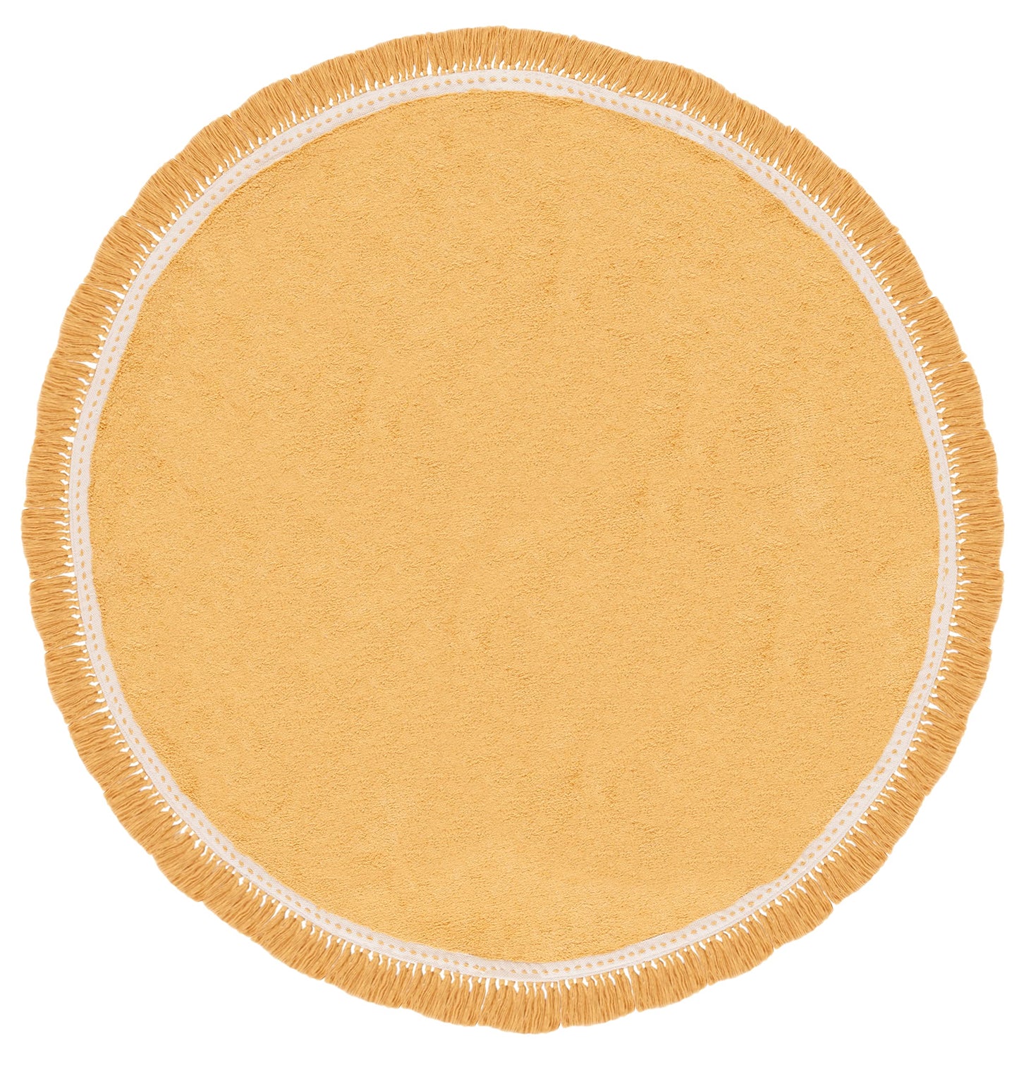 SAFAVIEH Washable Rug Easy Care Collection - 6' Round, Yellow & Ivory, Handmade Cotton, Easy to Clean, Ideal for Living Room, Bedroom, Dining Space (ECR204C)