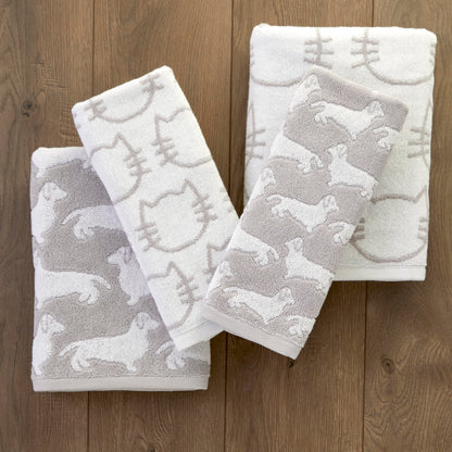 SKL Home Cat Bath Towel, White/Gray