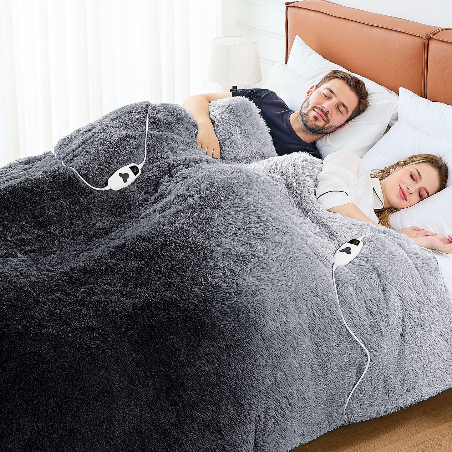 Heated Electric Blanket Throw,Warm Winter Birthday Gifts for Women Her Grandma-Faux Fur with Soft Sherpa,10 Heat Settings,5 Time Settings with Fast Heating, 50x60, Rainbow