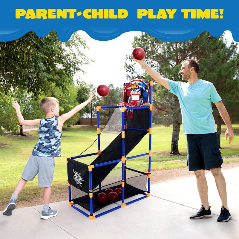 JOYIN Arcade Basketball Game Set with 4 Balls and Hoop for Kids 3+ Years Old Indoor Outdoor Sport Play - Easy Set Up - Air Pump Included - Ideal for Competition