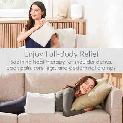 Pure Enrichment PureRadiance Luxury Heating Pad for Cramps, Back, Neck, & Shoulder Pain Relief, Patented Design, Soft Faux Fur & Micromink, 6 Heat Settings, Machine Washable, 12”x24”(Cloud)