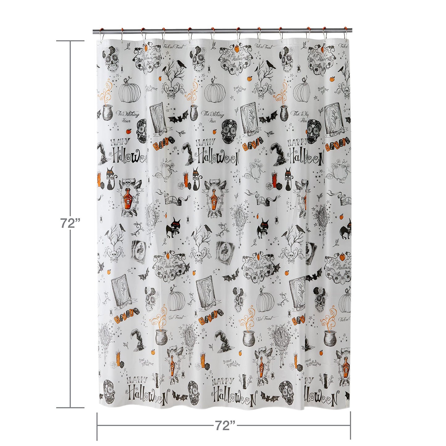SKL Home Happy Halloween Shower Curtain & Hook Set, Multicolored 12 Piece