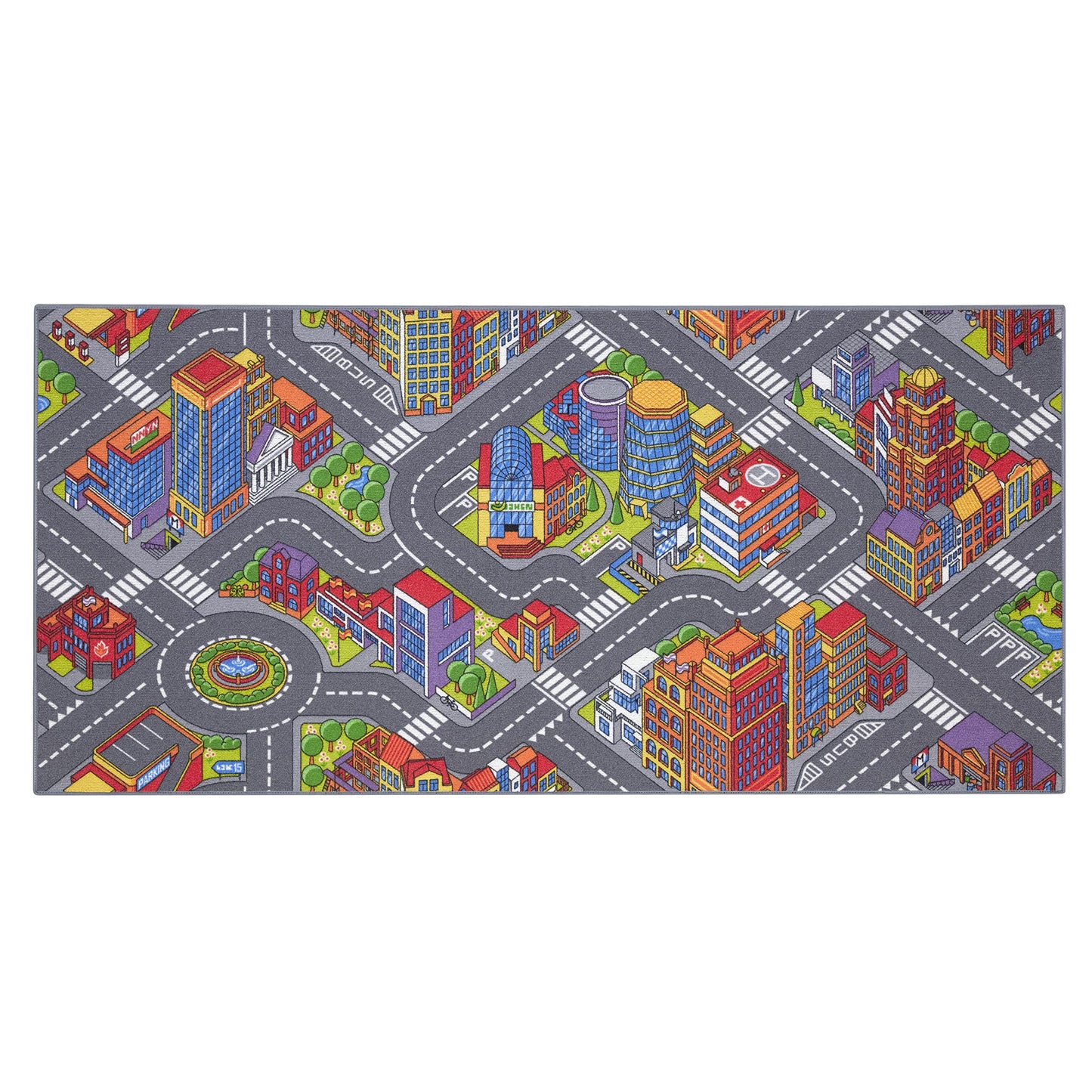Carpet Studio Big City Play Mat 95x200cm, Non Slip Kids Rug, Road Mat Car, Boys & Girls, Bedroom Rug Children, Washable
