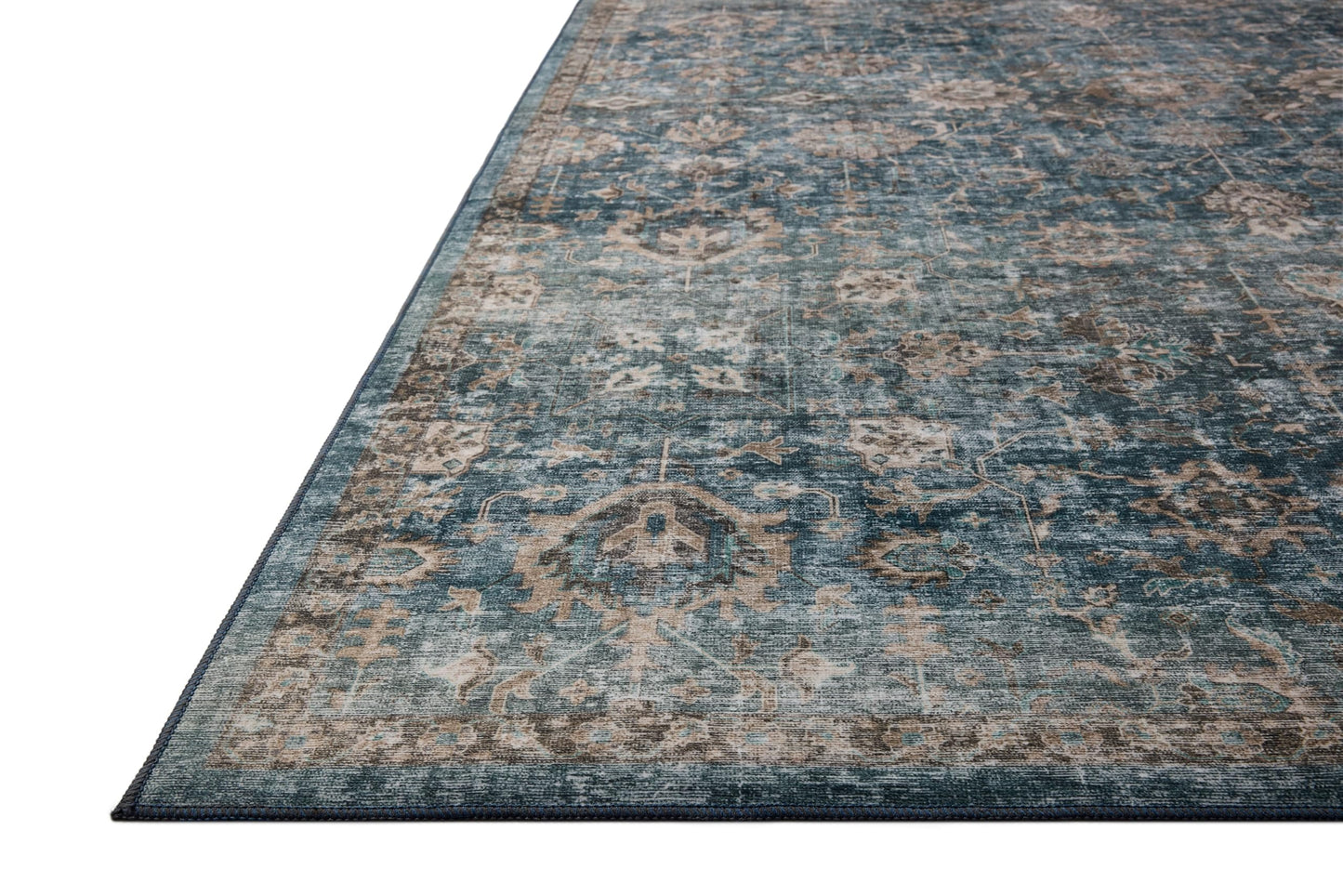 Loloi Anniston Collection ANS-02 Lagoon/Natural 5'-0" x 7'-6" Machine Wash Area Rug