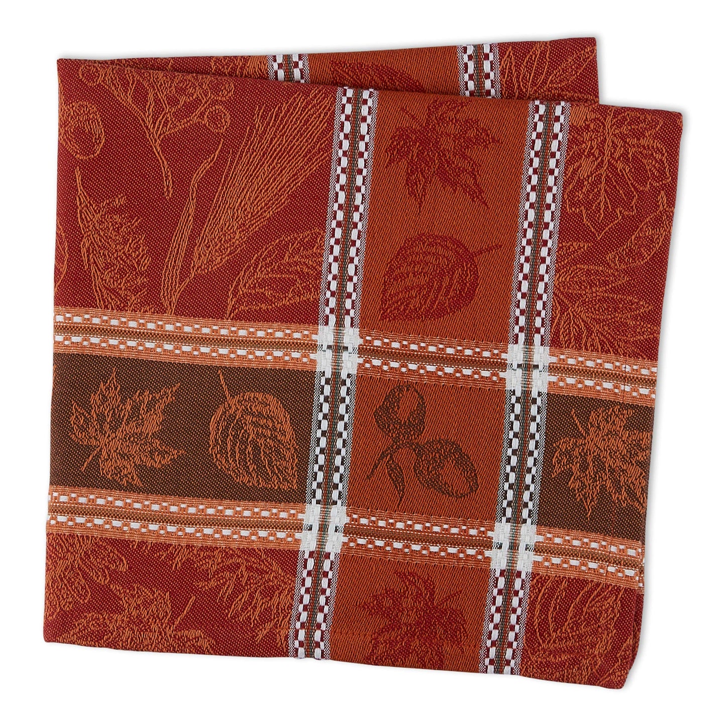 DII Traditional Harvest Wheat Jacquard Collection Thanksgiving Fall Table Décor Damask Cotton, Square Napkin Set, 20x20, Wine Red Botanical, 6 Piece