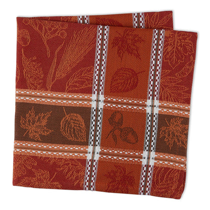 DII Traditional Harvest Wheat Jacquard Collection Thanksgiving Fall Table Décor Damask Cotton, Square Napkin Set, 20x20, Wine Red Botanical, 6 Piece