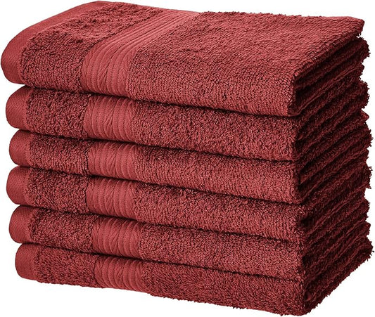 Amazon Basics 6-Piece Fade-Resistant 100% Cotton Hand Towels