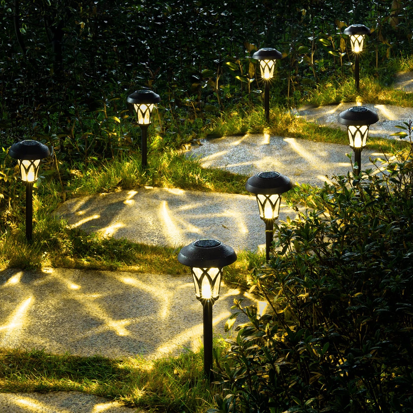 GIGALUMI 6 Pack, Solar Landscape Lights Warm White, Super Bright High Lumen Waterproof Metal Automatic Solar Pathway Yard Lights for Path, Garden, Lawn, Patio and Walkway