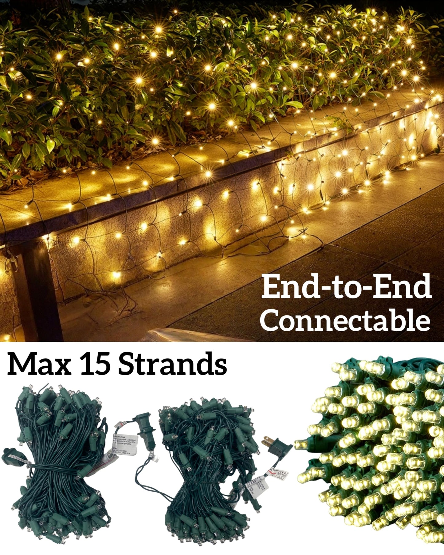 Wabarle Led Christmas Net Lights for Bushes 132 Led, 6ft x 6ft Christmas Net Lights Outdoor Mesh Tree Trunk Green Wire Christmas Decorations for Bushes,Tree,Shrubs,Xmas(Warm White)