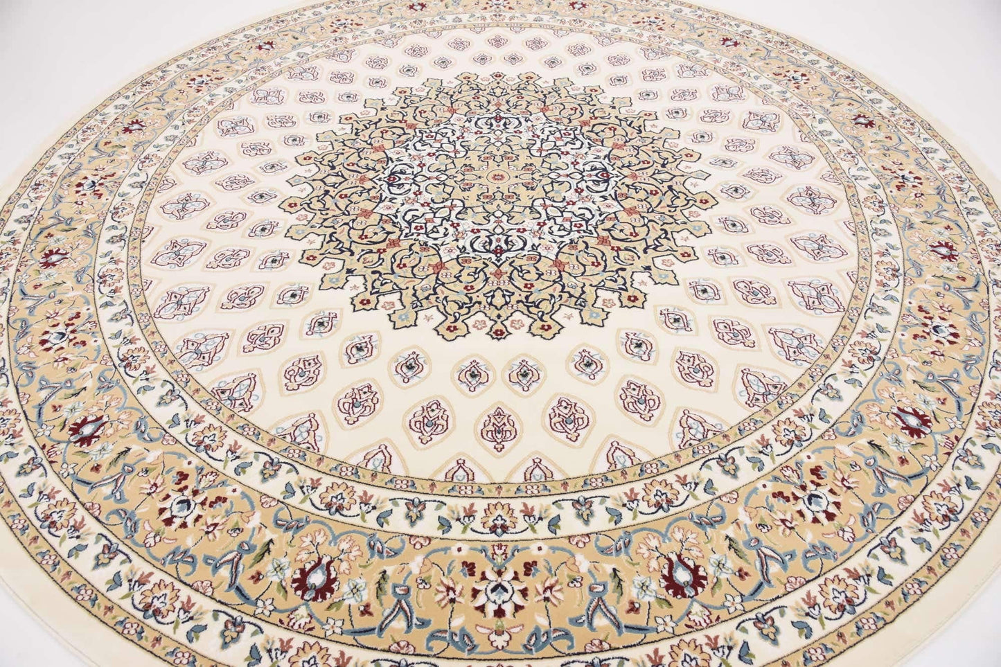 Unique Loom Narenj Collection Classic Traditional Textured Medallion Pattern Design Area Rug, 10' 0" x 10' 0", Ivory/Tan