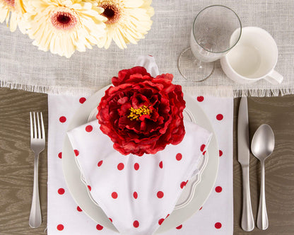 DII Beautiful Peony Flower Napkin Rings Deep Red, 4 Piece