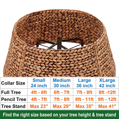 CENBOSS Rattan Christmas Tree Collar, Wicker Tree Skirt & Stand Base Cover (Brown Wash, 24 inch)