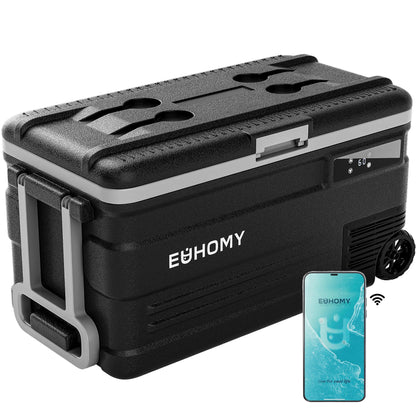 EUHOMY 12 Volt Refrigerator, 80QT(75L) 12V Fridge, Electric Cooler APP Control, Car Fridge 12/24V DC 110-240V AC, Car Refrigerator 0℉~68℉, 12 Volt Cooler for Camping, Trip, Truck, Boating, Outdoor