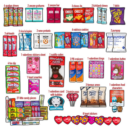 Valentine's Day Gift Care Package (50ct) Snacks Chocolates Candy Box Assortment Variety Bundle Present Kids Adults Boy Girl Guy Friend College Husband Wife Boyfriend Girlfriend Love