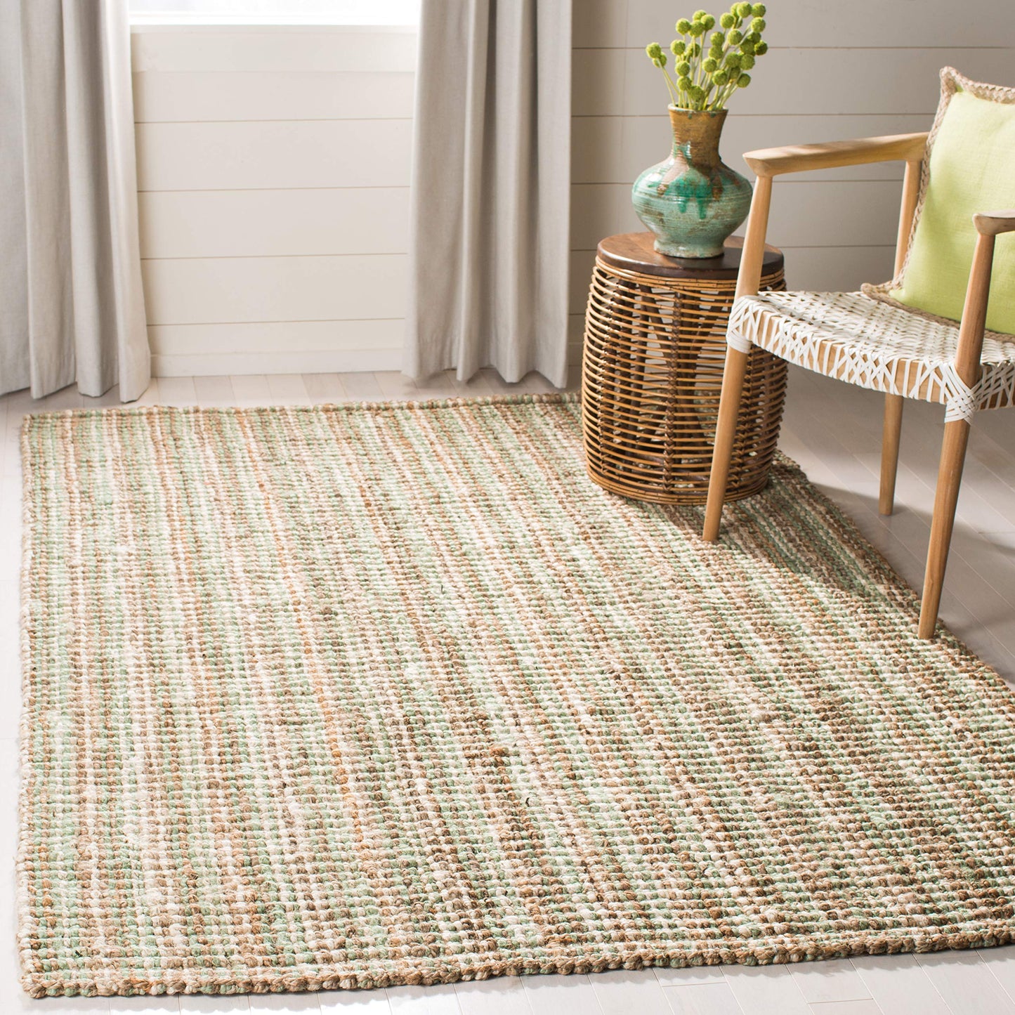 SAFAVIEH Area Rug 3x5 - Natural Fiber Collection - Sage & Natural Brown, Handmade Jute, Farmhouse Style, Chunky Textured Thick Pile (NF447S)