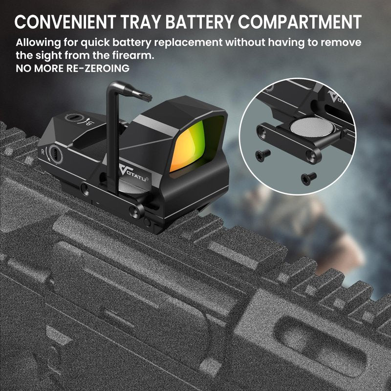 VOTATU RMD502-ER Red Dot Sight Shake Awake Reflex Sight 2 MOA Dot 68 MOA Circle 1x30mm Red Dot Scope with Picatinny Mount
