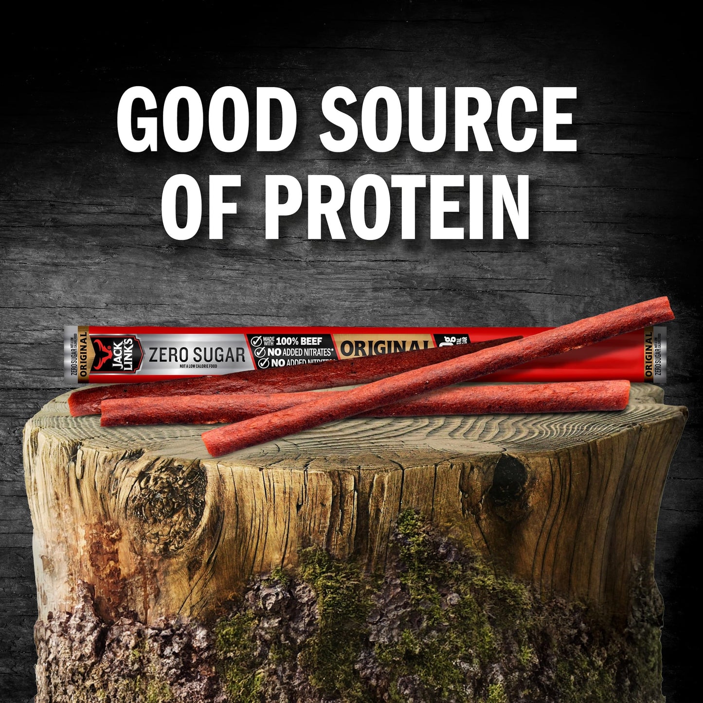 Jack Link's Beef Sticks, Original Zero Sugar - Protein Snack, Meat Stick with 5g of Protein, Meat Snack Sticks Made with 100% Beef, Keto & Paleo Diet Friendly, Individually Wrapped - 0.92 Oz. (20 Count)