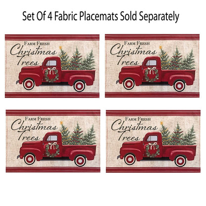 Newbridge Christmas Pine Hill Tree Farm Fresh Red Truck 72 Inch Long Table Runner, Nostalgic Retro Holiday Country Farm Truck No Iron and Stain Resistant Table Runner for Party, Banquet and Buffet