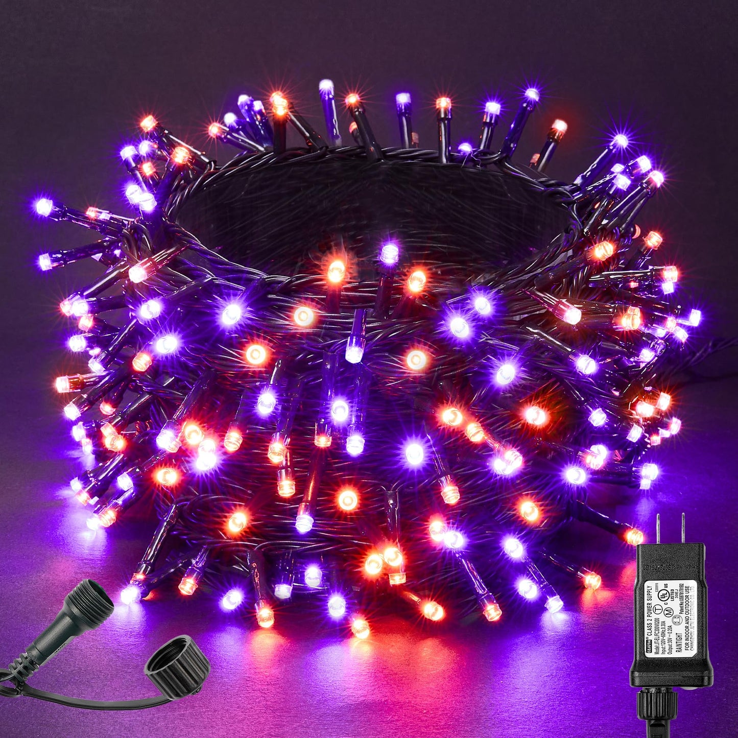 BlcTec Halloween Lights 300 LED 108FT Halloween String Lights with 8 Modes, UL Certified, Connectable, Waterproof, Timer for Outdoor Indoor Yard, Porch, Trees, Haunted House Decorations, Orange Purple