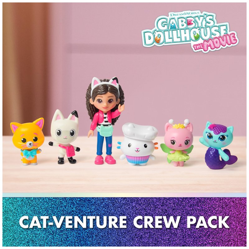 DreamWorks GABBY'S Dollhouse The Movie, Cat-Venture Crew Pack, 11-Piece Toy Figure Set with Accessories, Kids Toys for Girls & Boys Ages 3 and Up