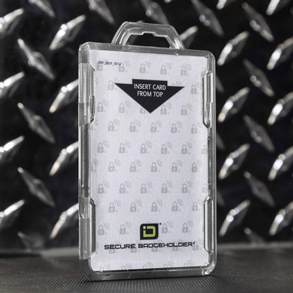 ID Stronghold - RFID Blocking Secure Badge Holder - Duolite 2 Card ID Holder - Poly Carbonate - Heavy Duty Hard Plastic ID Badge Holder - USA Molded and Assembled - FIPS 201 Approved - Clear