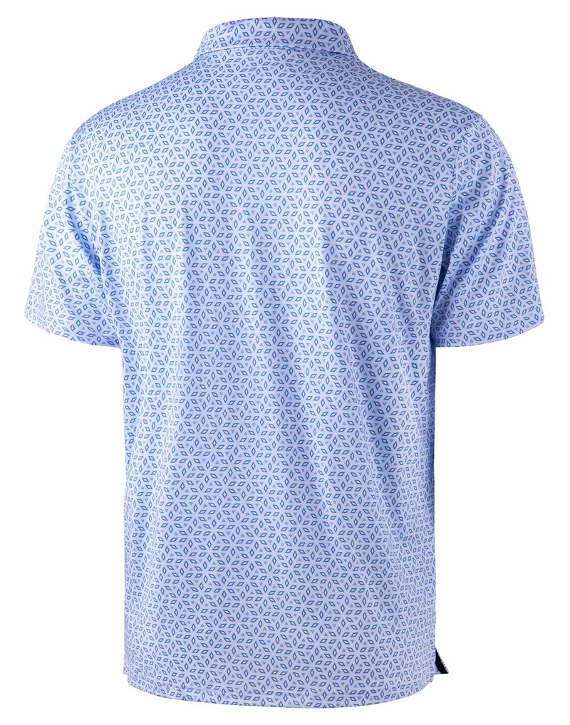 Obla Mens Golf Polo Shirts Short Sleeve Dry Fit Performance Moisture Wicking Casual Print Collared Golf Shirts for Men (Light Blue Diamond_M)