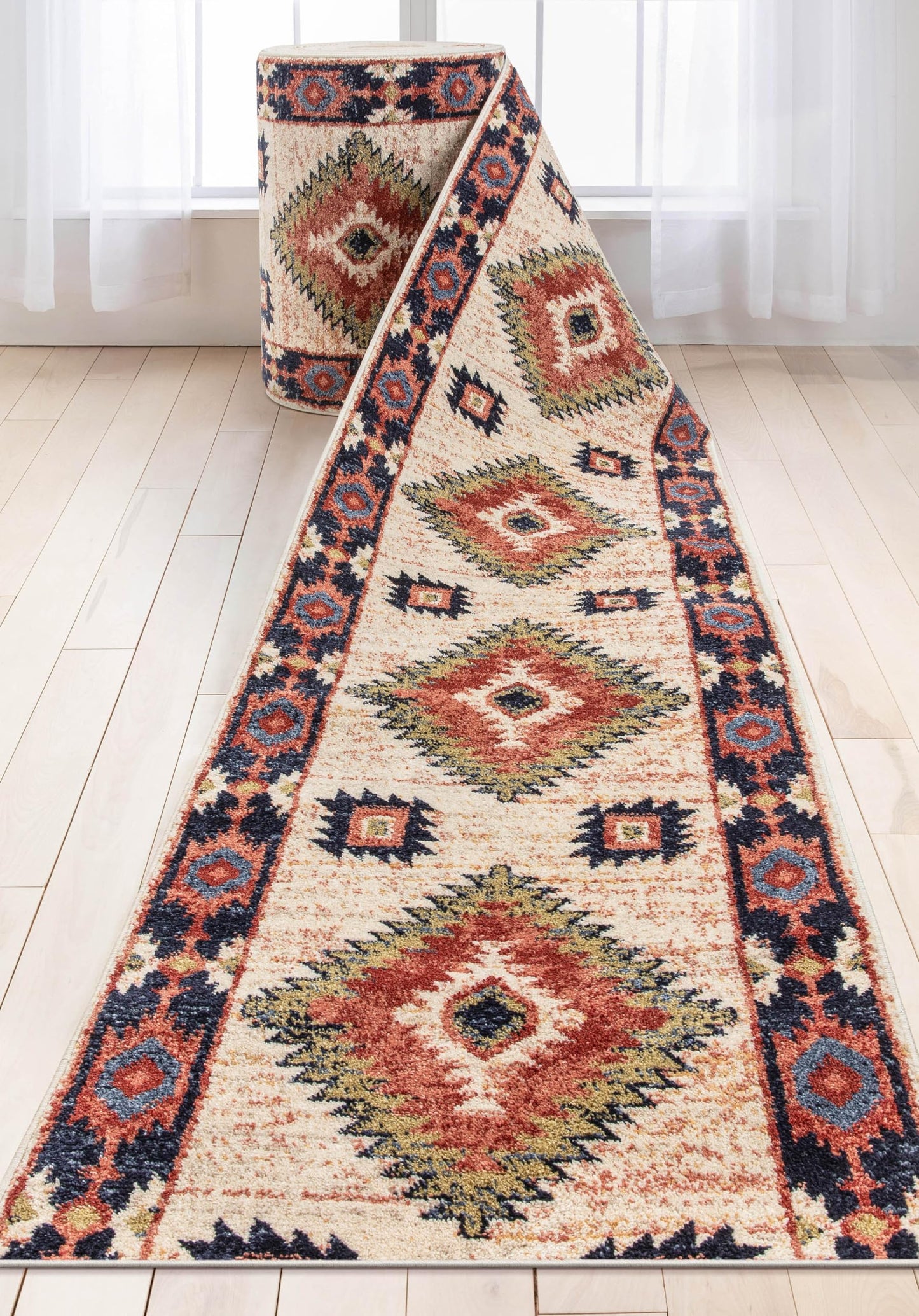 Well Woven Custom Size Hallway Stair Runner - Choose Your Length - Lizette Ivory Traditional Medallion 26 Inches Wide x 8 Feet Long Runner (26" x 8' Runner) Carpet