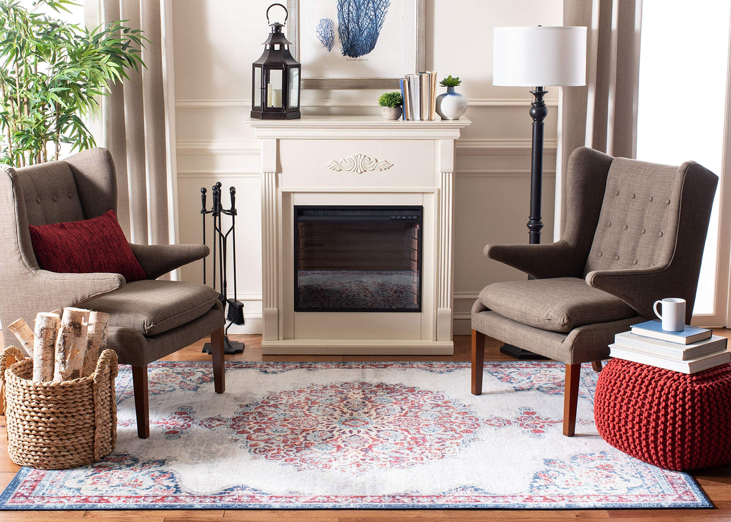 SAFAVIEH Brentwood Collection Runner Rug - 2' x 10', Ivory & Red, Medallion Distressed Design, Non-Shedding & Easy Care, Ideal for High Traffic Areas in Living Room, Bedroom (BNT867A)