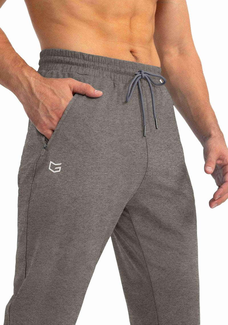 G Gradual Men's Sweatpants with Zipper Pockets Tapered Joggers for Men Athletic Pants for Workout, Jogging, Running (Heathered Brown Light, XX-Large)