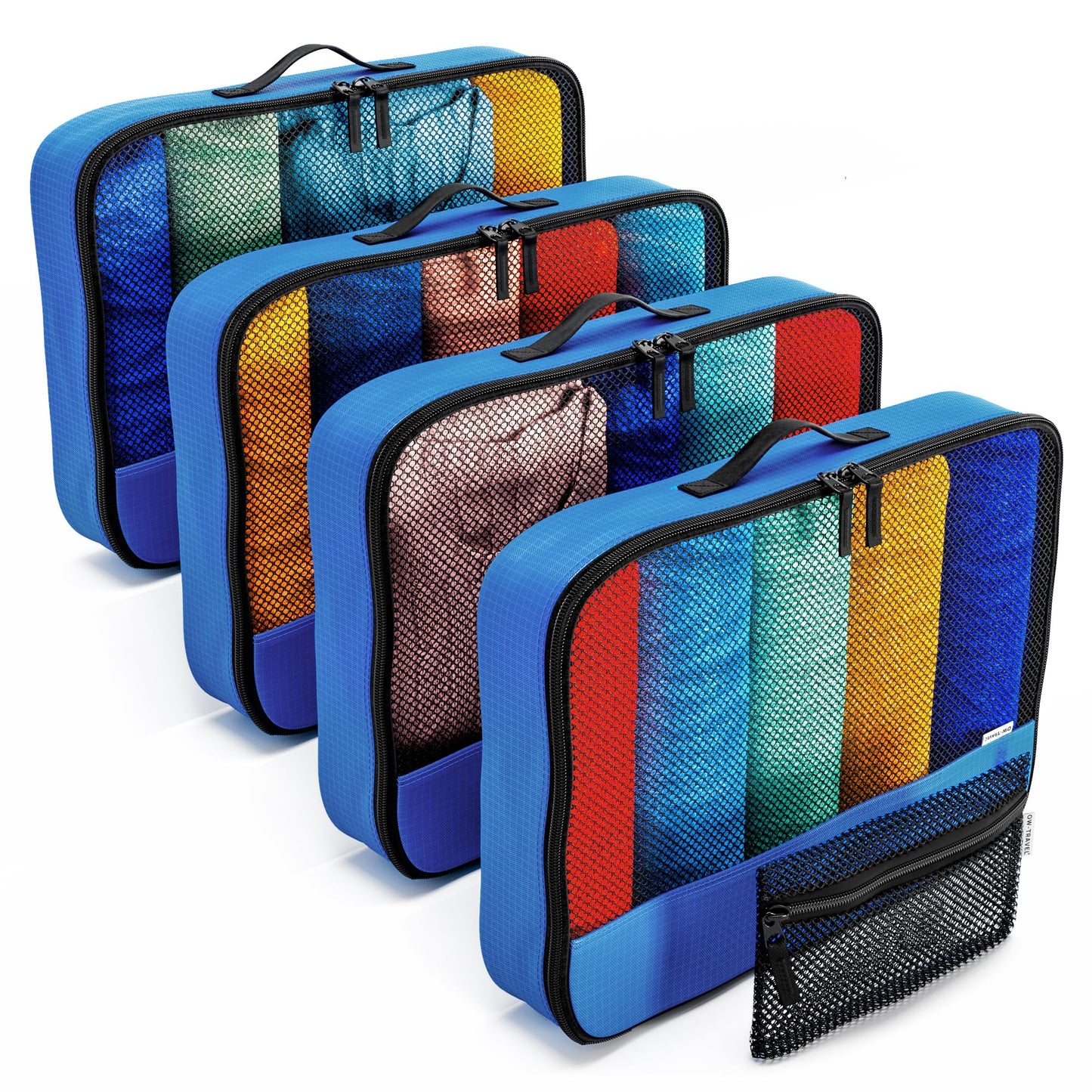 OW-Travel Packing Cubes for Suitcases (5Pcs Blue) 4 Large Suitcase Organiser Bags and Zipper Organiser for Travel Accessories. Luggage Organisers Packing Bags for Suitcases and Backpacks