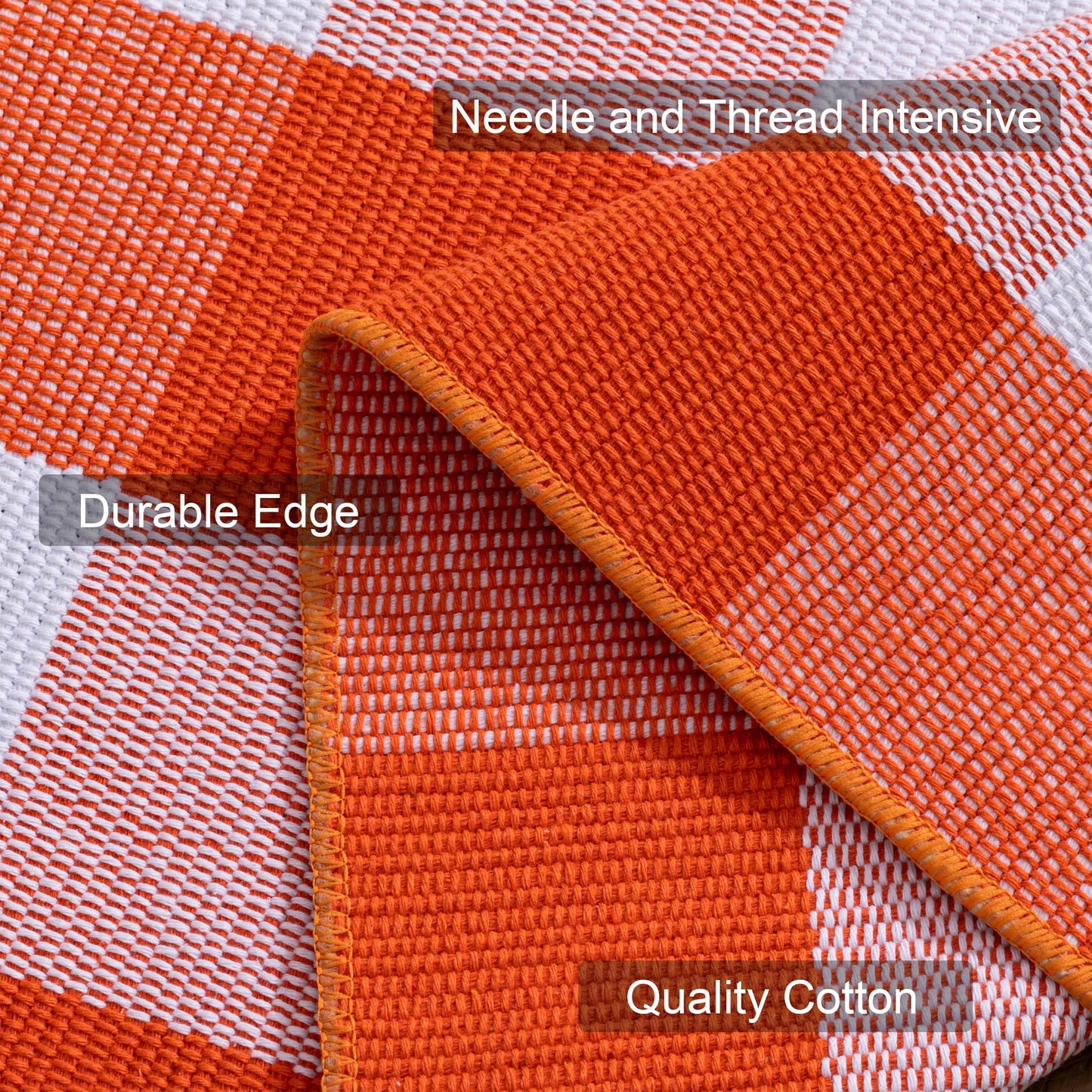 joybest Fall Buffalo Plaid Rug 27.5 x 43 Inch Orange White Front Door Mat, Cotton Hand-Woven Checkered Outdoor Rug for Front Porch, Farmhouse, Entryway