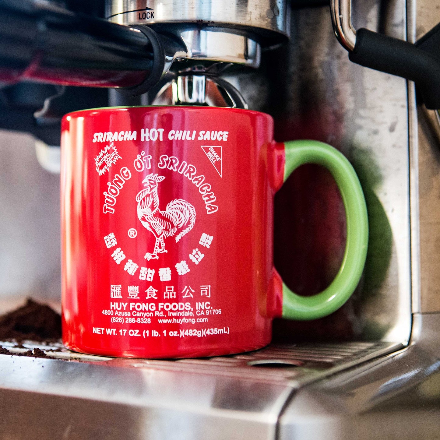 Sriracha Hot Chili Sauce Red & Green Ceramic Mug, Large, 19oz