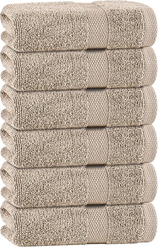 White Classic Taupe Hand Towels