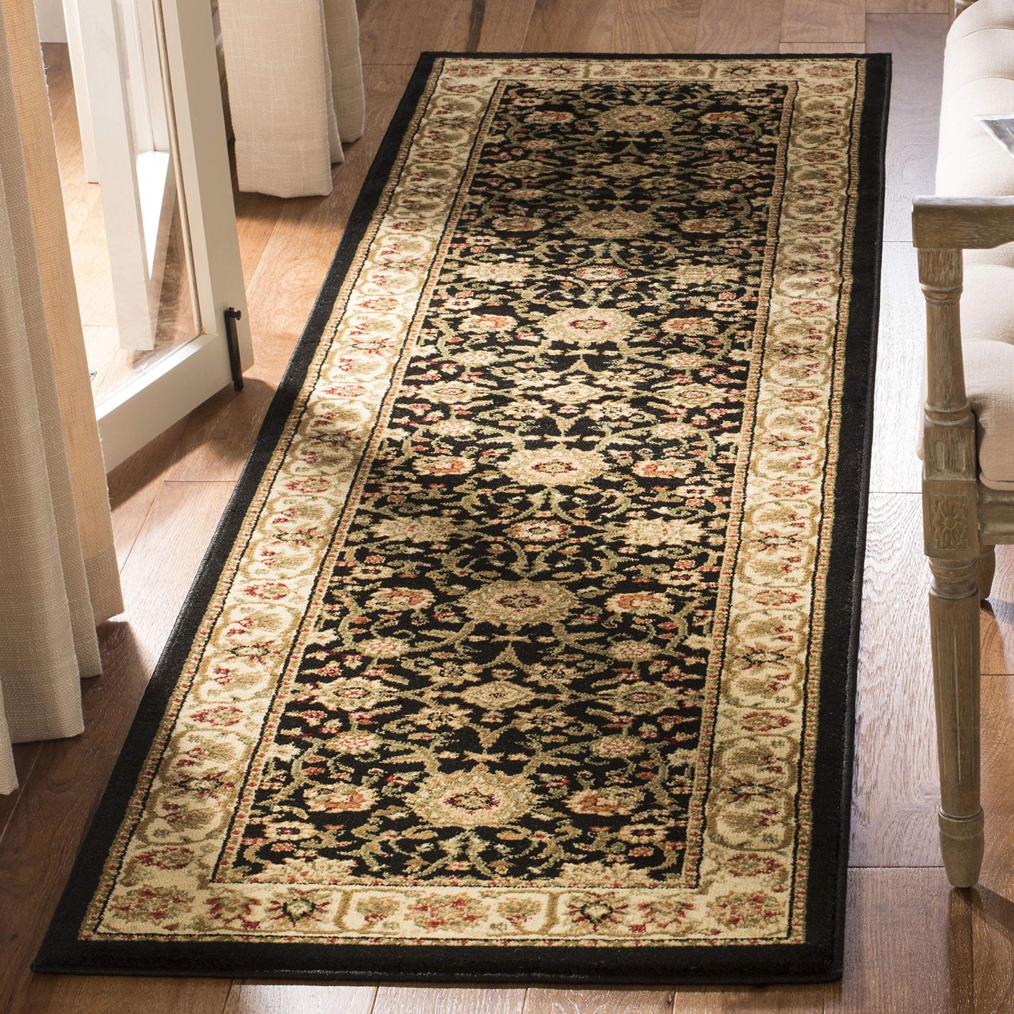 SAFAVIEH Lyndhurst Collection Runner Rug - 2'3" x 8', Black & Ivory, Traditional Oriental Design, Non-Shedding & Easy Care, Ideal for High Traffic Areas in Living Room, Bedroom (LNH212A)