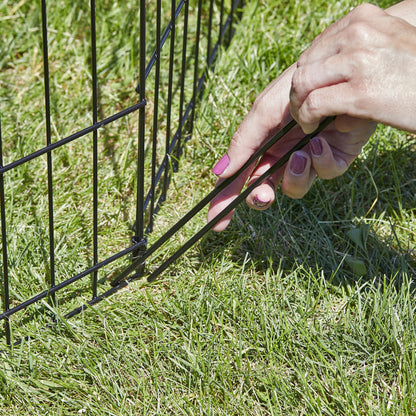 MidWest Homes for Pets Folding Metal Dog Exercise Pen and Pet Playpen with Door, Includes Grounding Stakes and Provides 1.5 Meters of Play Space, 61 cm Tall, Black E-Coated, 550-24DR