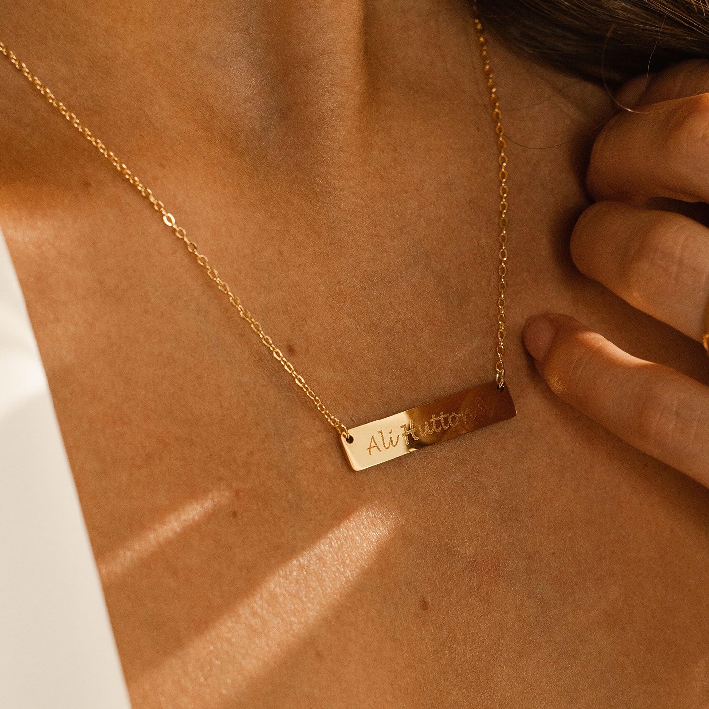 Petite Boutique Customizable Your Name Bar Necklace Personalized Mothers Day Gift Custom Jewelry 16K Plated Aniversary bridesmaid Gift for Women Gold Silver Rose Gold