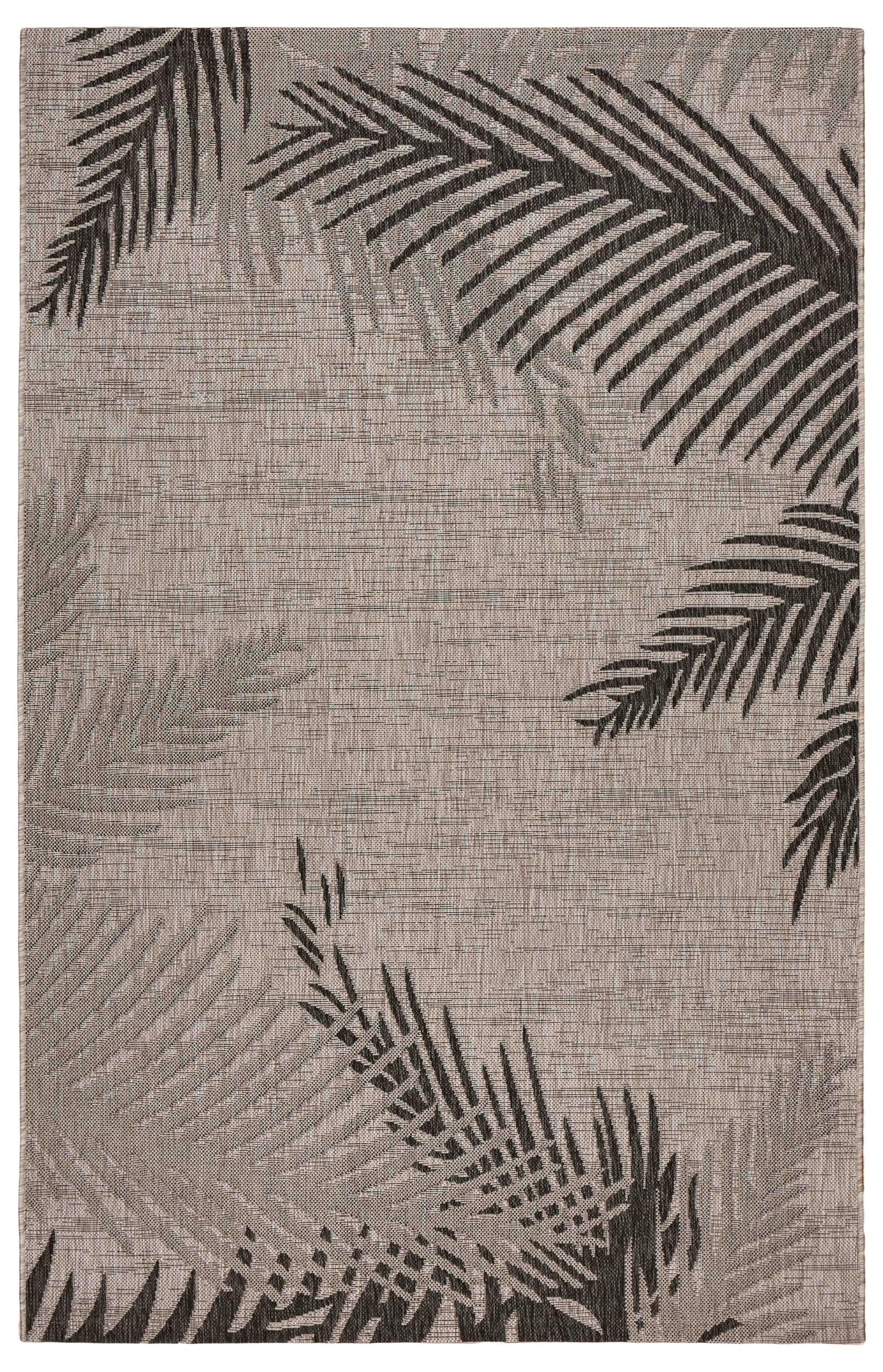 LR Home Captiva Shaded Palms Indoor/Outdoor Area Rug, 5' x 7', Beige/Black