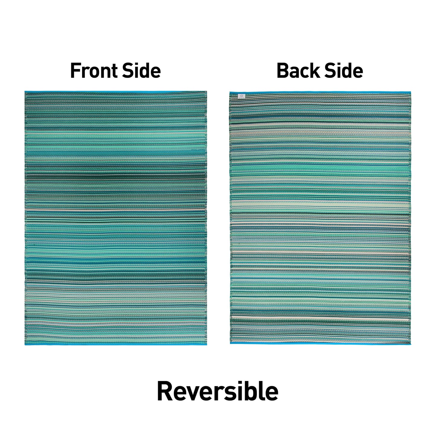 Rugshop Contemporary Stripe Reversible Crease-Free Waterproof Premium Recycled Plastic Outdoor Rugs for Patio,Backyard,RV,Deck,Picnic,Trailer,Beach,Camping Rug 4' X 6' Blue