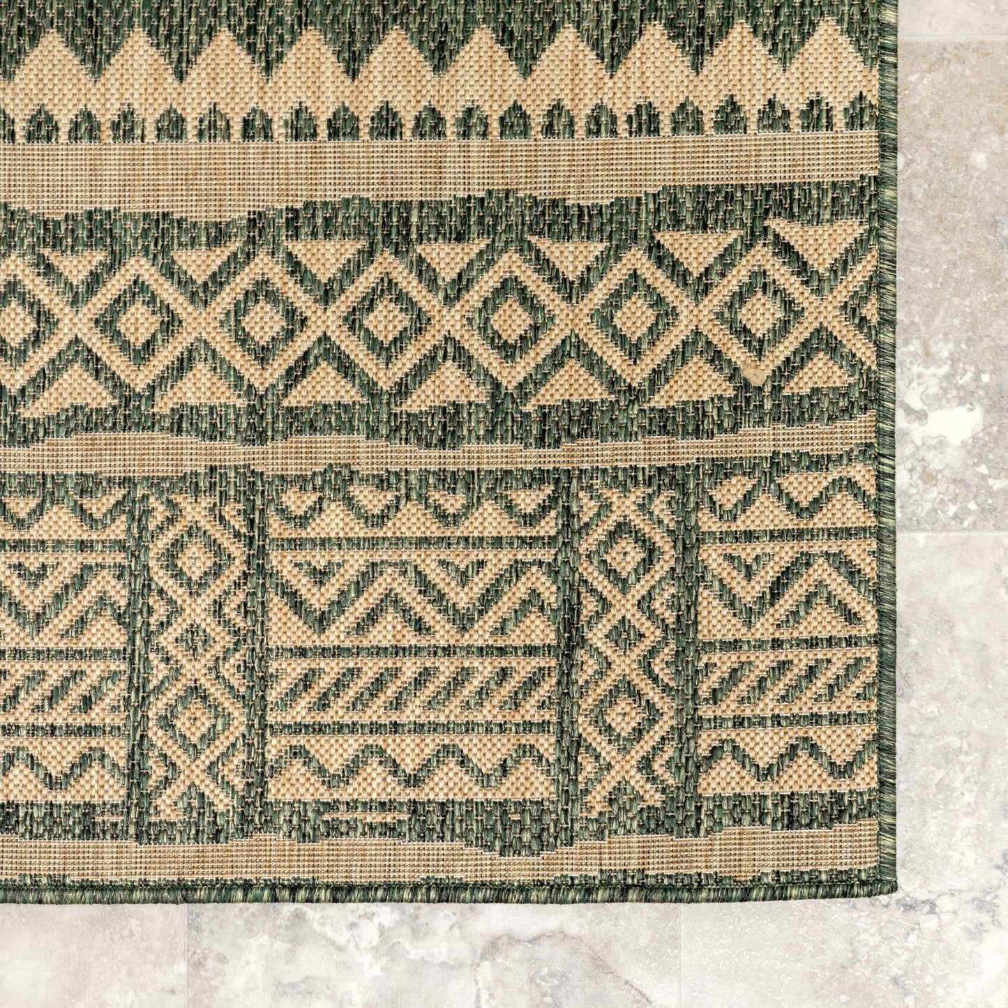 nuLOOM Outdoor Performance Abbey Green/Brown, 5' x 8', Tribal, Soft and Cozy, High Traffic, Performance, Weather Resistant Area Rug for Indoor/Outdoor Patio, Deck, Porch, Garden, Courtyard