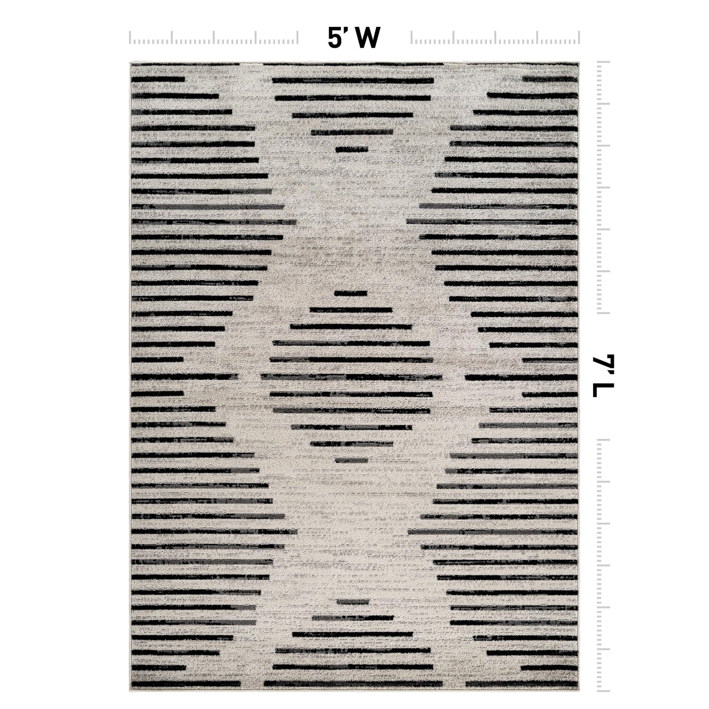 Rugshop Contemporary Abstract Indoor Area Rug for Living Room,Bedroom,Kitchen Rug Low Pile Rug with Jute Backing 5' x 7' Cream