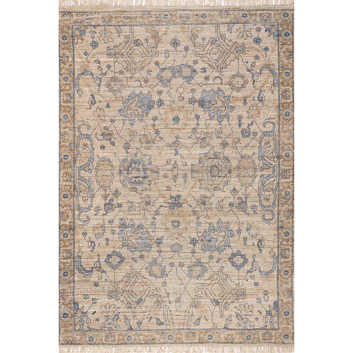 Rugs USA Marigold Vintage Tasseled Area Rug, 7'6" x 9'6", Sand
