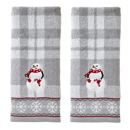 SKL Home Christmas/Winter Whistler Snowman Hand Towel 2pc Set for Bath/Kitchen/Bar & Gift, Gray