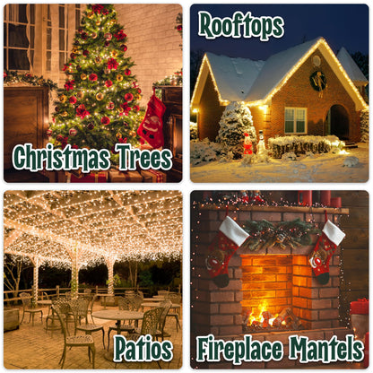Clear Warm White Christmas Tree Lights - 6.3 ft String of 35 Incandescent Mini Bulbs Multifunctional Lighting Modes, for Decorative, Bedroom, Outdoor, Xmas Twinkle Lights with Green Wire Total 6.6 ft