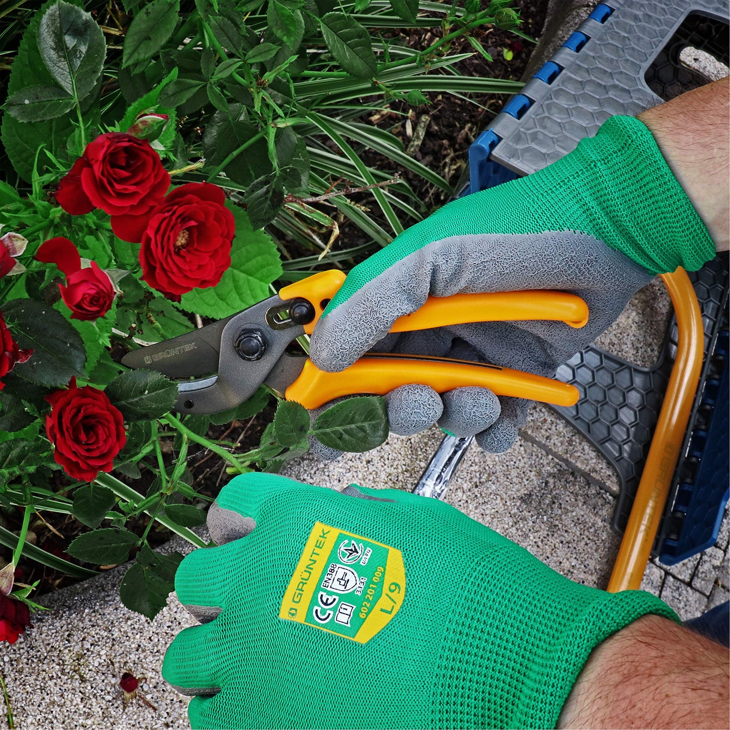 GRÜNTEK 5 Pairs Gardening Work Gloves - Size XL / 10 Gloves Latex coated, for private and commercial use