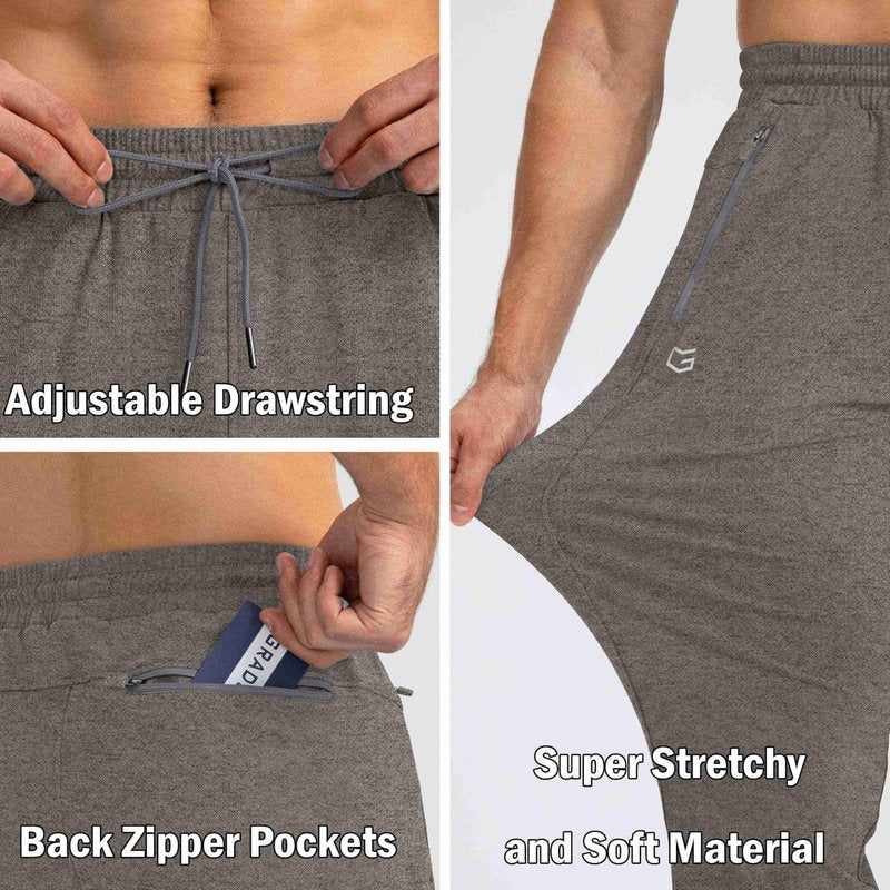 G Gradual Men's Sweatpants with Zipper Pockets Tapered Joggers for Men Athletic Pants for Workout, Jogging, Running (Heathered Brown Light, XX-Large)