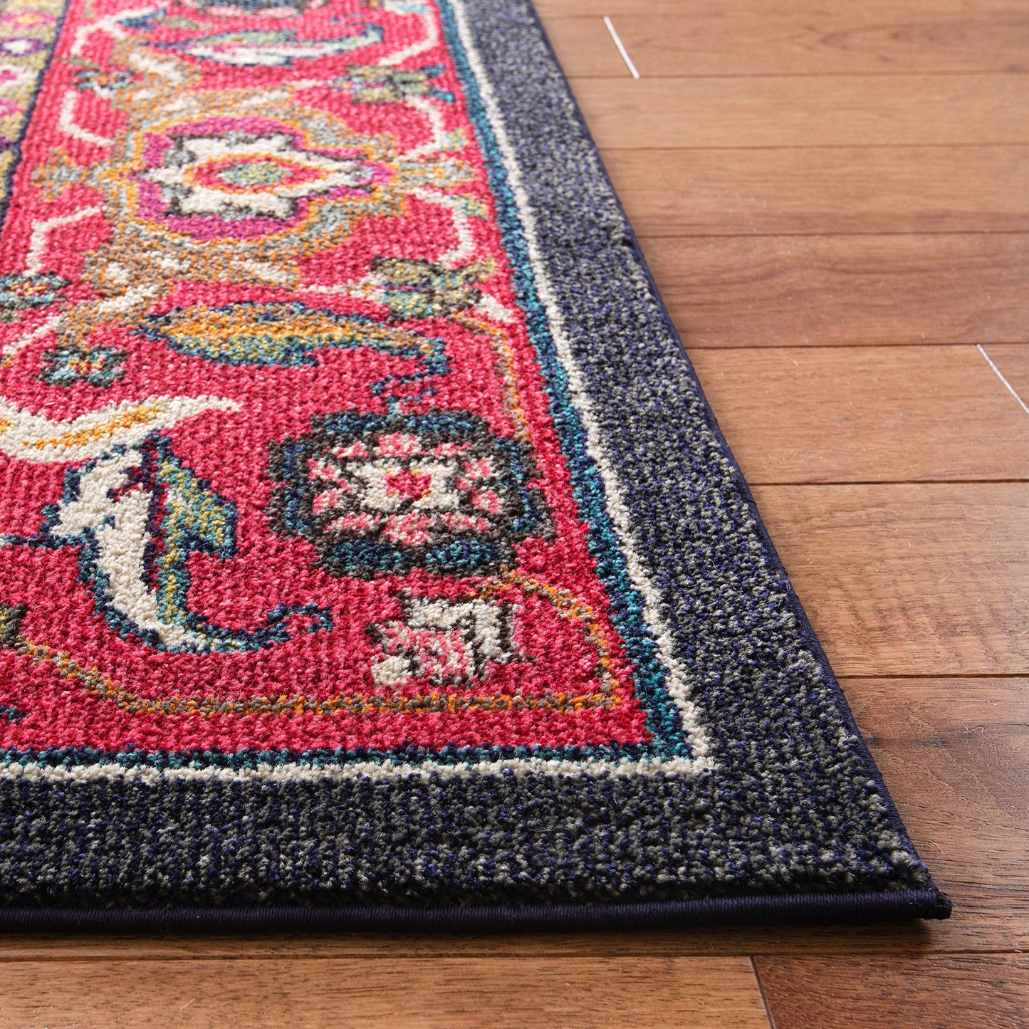 SAFAVIEH Monaco Collection Area Rug - 8' x 10', Red & Turquoise, Boho Oriental Medallion Design, Non-Shedding & Easy Care, Ideal for High Traffic Areas in Living Room, Bedroom (MNC207C)