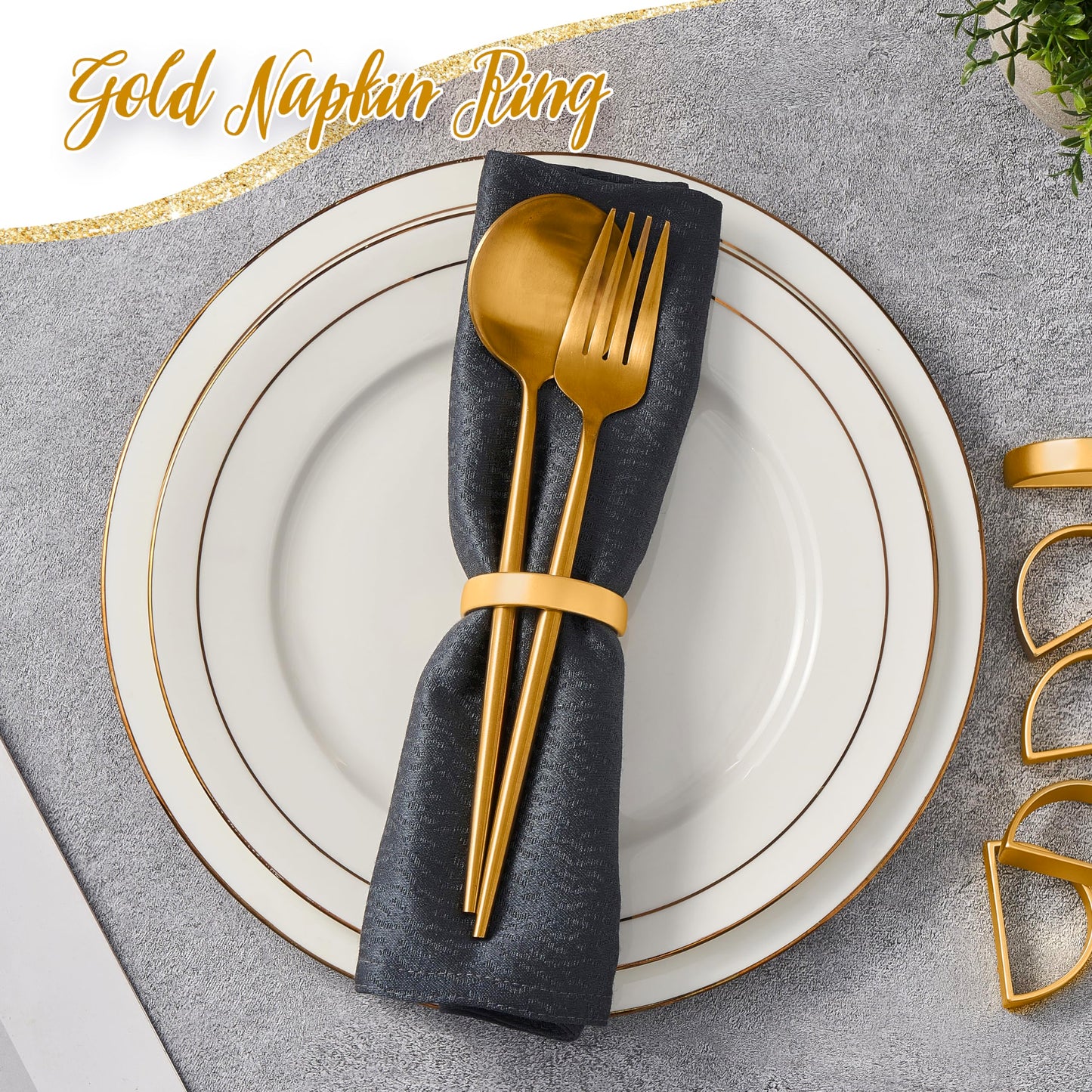 APTWOW Gold Napkin Rings Set of 12, Semicircle Metal Gold Napkin Holder Buckles, Fall Thanksgiving Christmas Napkin Rings, Napkins Rings for Dinner Table Decor, Wedding, Banquet, Party, Easter